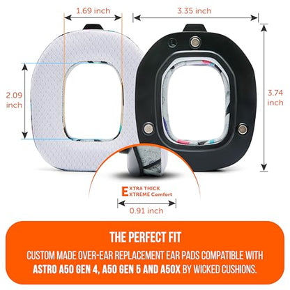 WC Freeze A50 - Cooling Gel Earpads for Astro A50 Gen 4, Gen 5 & A50X | Made by Wicked Cushions | Improved Durability, Thickness & Sound Isolation | 90's White - color: 90's White
