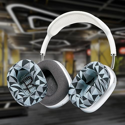 WC SweatZ Max - Patented Silicone Sweat Covers for AirPods Max 1 | Made by Wicked Cushions | (Does Not Fit AirPods Max 2). Sweatproof, Full Earpad Protection | Geo Grey - color: Geo Grey