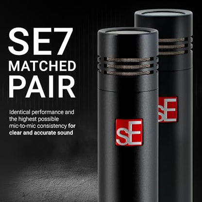 SE ELECTRONICS - sE7 Small Diaphragm Cardioid Condenser Microphone with Clip, Factory Matched Pair | Factory Matched Pair - color: sE7 (Matched Pair)