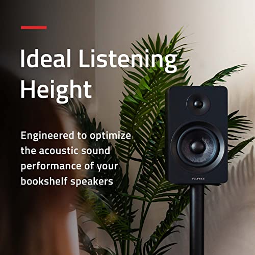 Fluance Floor Speaker Stands for Surround Sound and Bookshelf Speakers with Solid Construction, Adjustable Floor Spikes, Rubber Isolation Feet, Cable Management, Square Base - Matte Black/Pair (SS05S) - style: Matte Black - Square Base