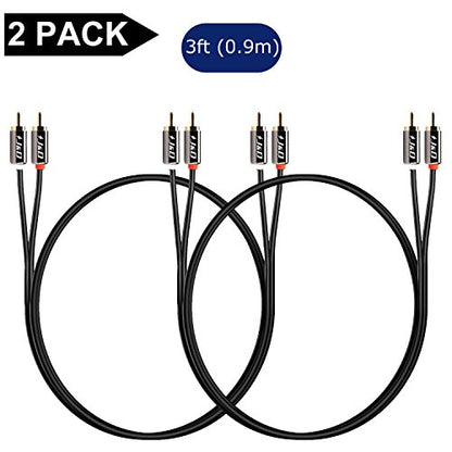 J&D RCA Cable, (2 Pack) Gold-Plated RCA Audio Cables, Copper Shell 2RCA Male to 2RCA Male Stereo Audio Cable, 3 Feet - size: 3 Feet