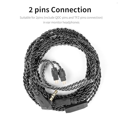 2 Meter 2 Pins in Ear Monitor Cable CCA CRA IEM Extension Headphone Cable Cords for EDX PRO/Castor/KZ ZS10 PRO/ZAR/ZAX/ZAS/AS16/ZSNPRO, CCZ 4N OFC Silver-Plated Wire (Inky, 2Pins 0.78mm, 3.5mm Plug) - size: 2Pins 3.5mm, style: 2M long