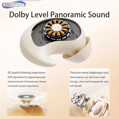Efficient Noise Cancelling Sleep Earbuds for Side Sleepers (Beige) | Built in Sleep Mode, 2 Natural Sounds White Noise, Sleeping Earbuds - color: Beige