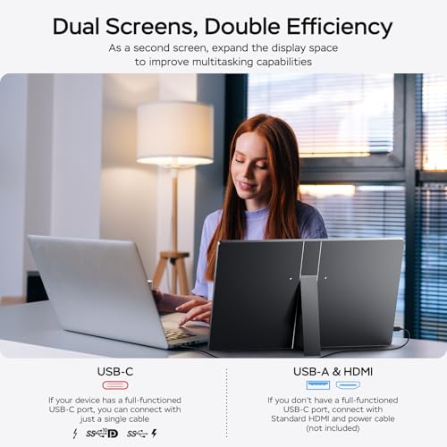 MNN 17.3" QHD 165Hz USB-C HDMI Gaming Monitor | 17.3" QHD 165Hz IPS 100% sRGB, USB-C/HDMI, kickstand, slim metal, travel gaming for PC/Phone/PS5/Xbox. - size: 17.3" 2.5K