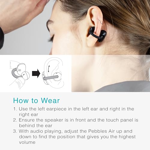 MEE audio Pebbles Air Open Ear True Wireless Earbuds - Bluetooth 5.3 Lightweight Earclip Headphones with Headset Microphone & Call Noise Reduction for Gym/Workouts/Sports and Gaming (Onyx/Black) - color: Onyx
