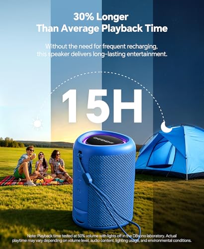 Portable Bluetooth Speaker Beach Essentials: Powerful Crystal Clear Sound/Dynamic Light/IPX5 Waterproof/All Day Playtime/Wireless BT 5.3/TWS Paring, Dad Gifts, Outdoor|Travel|Camping|Pool Accessories | Powerful HD Sound,Dynamic Light,All Day Playtime,Wire