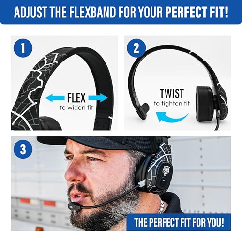 Blue Tiger Storm Plus Road Edition- Trucker Bluetooth Headset with Mic | Mono headset with mic + flashlight, wireless noise canceling, high-fidelity sound, 45-hour talk time, USB-C , Bluetooth 5.2