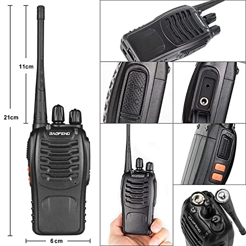 Baofeng Walkie Talkies bf-888s for Adults Handheld Two-Way Radios Long Range UHF Communicator Rechargeable Interphone Professional 4 Pack Walky Talky Set with Earpiece,Li-ion Battery and Charger - color: Black-4Pcs
