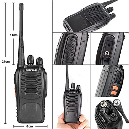 Baofeng Walkie Talkies for Adults Rechargeable bf-888s Two-Way Radios Long Range Interphone Handheld Communicator Professional UHF 8 Pack Walky Talky Set with Earpiece,Li-ion Battery and Charger - color: Black-8Pcs