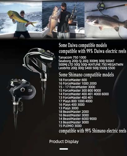 Electric Reel Cable. 1.3FT Rust-Proof Material. Compatible with Daiwa Tanacom Seaborg Shimano Plays ForceMaster Electric Reel