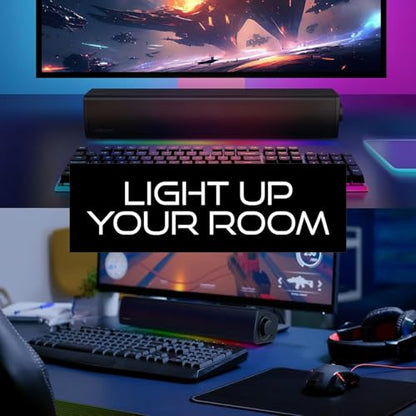 Creative Sound Blaster GS3 Compact RGB Gaming Soundbar, Superwide, Black | RGB Gaming Soundbar, Bluetooth, USB-C, Under Monitor, PC, Console, Compact Design, Black - color: Black
