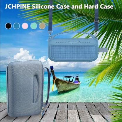 JCHPINE Silicone Cover and Carrying Case for Bose SoundLink Flex Speaker | Protective Cases with Handle and Shoulder Strap, Soft Silicone Cover and Hard Travel Case (Blue) - color: Blue Case
