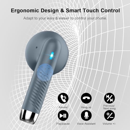 Wireless Earbuds, Bluetooth 5.4 Headphones in Ear with Noise Cancelling Mic | Bluetooth Earbuds Stereo Bass, IP7 Waterproof Sports Earphones, 32H Playtime USB C Charging Ear Buds Gray for Android iOS - color: Dark Gray
