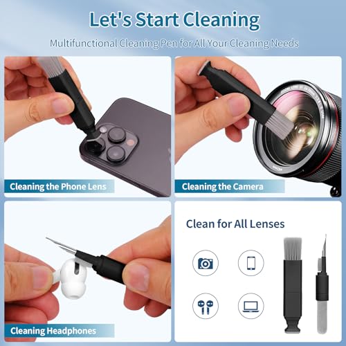 Keyboard Cleaner for Laptop, MacBook, Tablet, Multi-Function Cleaning Kit | Includes screen cleaning spray, microfiber wipe, and brush for cleaning phone, earbuds, Computer, and other tech electronics - color: Black