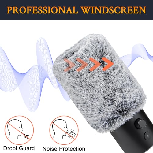 SOULWIT Microphone Furry Windscreen for Razer Seiren X, Wind Muff Pop Filter Mic Cover - Gray