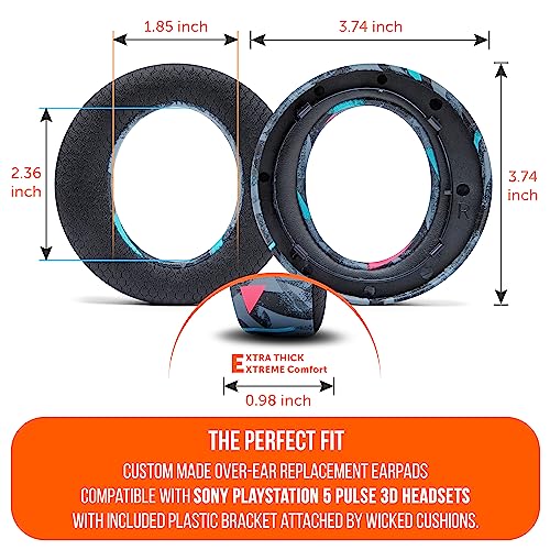 WC Freeze Pulse 3D - Cooling Gel Earpads for Sony PS5 Pulse 3D | Made by Wicked Cushions | Thicker Cushion & Wider Opening | 90's Black - color: 90's Black