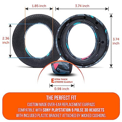 WC Freeze Pulse 3D - Cooling Gel Earpads for Sony PS5 Pulse 3D | Made by Wicked Cushions | Thicker Cushion & Wider Opening | 90's Black - color: 90's Black