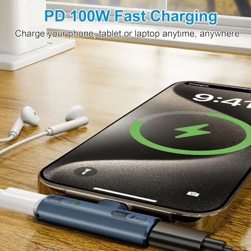 USB C Splitter with 100W Fast Charging Compatible with iPhone 16/15 Series | 2 in 1 Dual USB C Headphone and Charger Adapter USB3.2 10Gbps Data Transfer Compatible with Galaxy S24/S23, iPad, MacBook