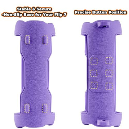 Silicone Cover Compatible with JBL Flip 7 Waterproof Portable Speaker with Shoulder Strap (Purple) - color: Purple