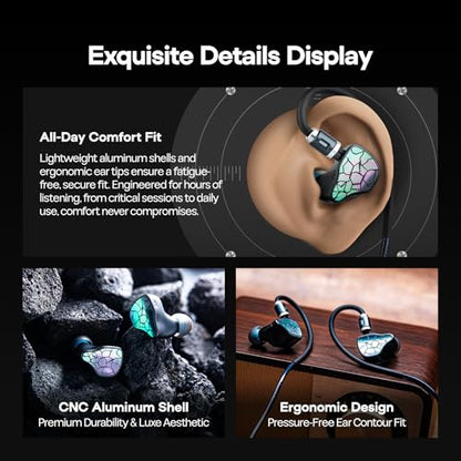 Linsoul THIEAUDIO Hype 4 MKII 2DD + 4BA Hybird in Ear Monitor,HiFi Wired IEM Earphones,Engaging & Studio Neutral Tuning + Kiwi Ears SONICAP Waterproof Earbud Case,Hard Protective IEM Storage Case