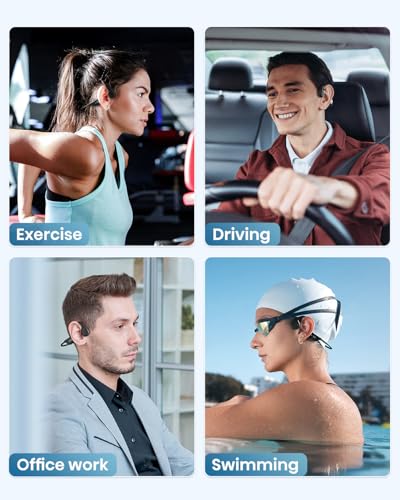 Swimming Headphones Underwater, Bone Conduction Headphones for Swimming, Bluetooth 5.4 Wireless Open Earphones with MP3 Mode 32GB Memory, IP68 Waterproof Swimming Headphone for Running, Surfing