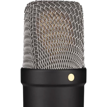 Rode NT1 Signature Series Large-Diaphragm Condenser Microphone (Black) Bundle with MS-5230F Tripod Microphone Stand with Fixed Boom and Polsen Studio Monitor Headphones