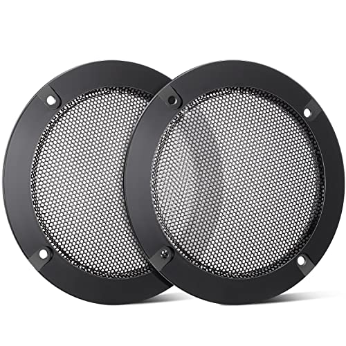 Facmogu 2PCS 6.5in Audio Speaker Mesh Cover, Speaker Protective Grille with Black Wire Mesh & Metal Glossy, Steel Mesh Speaker Cover with 8PCS Screws for Loudspeaker Mounting - color: Black, size: 6.5 Inch