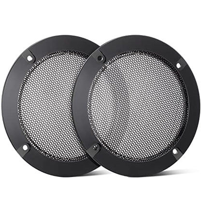 Facmogu 2PCS 6.5in Audio Speaker Mesh Cover, Speaker Protective Grille with Black Wire Mesh & Metal Glossy, Steel Mesh Speaker Cover with 8PCS Screws for Loudspeaker Mounting - color: Black, size: 6.5 Inch