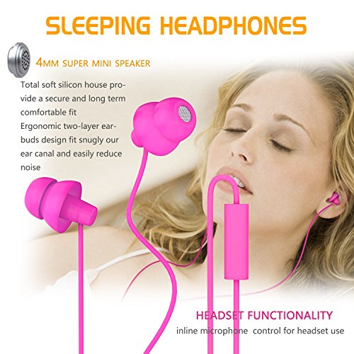 MAXROCK (TM Super Mini Total Soft Silicon Earbuds Headphones with Mic Music Sleep Choice for Cellphones Ipad Tablet Mp3 Laptop and Most 3.5mm Audio Player (Pink) - color: Pink