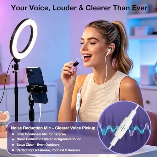 KM08 Live Streaming & Karaoke Headset with Mic, Voice Changer Sound Effects | Built-in Sound Card Voice Changer Effects, In-ear Monitoring Hear Yourself, Plug & Play Ready for TikTok YouTube Podcasting