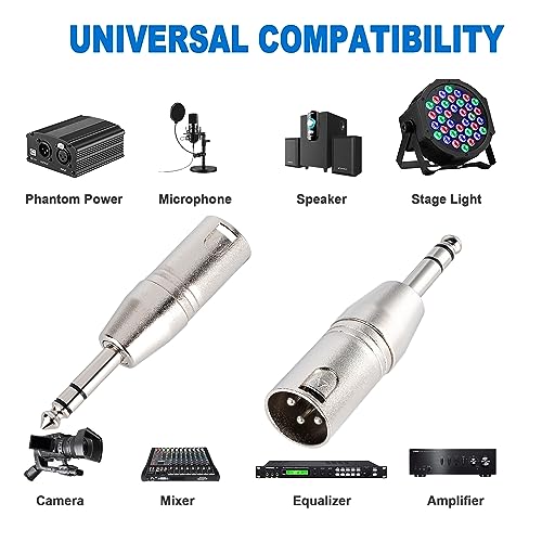 LanSenSu 4-Pack XLR Male to 1/4" TRS Adapter, Balanced Female XLR to Quarter Inch 6.35mm Male Adapters - style: XLR Male to 1/4" TRS Adapter