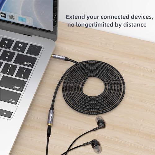 TRRS Headphone,4 Pole 3.5mm Stereo Jack Male to Female Aux Extension Cable,Audio Extension Cable for Headphones/Microphones/Tablets/Computers/PS4 and More (15FT)