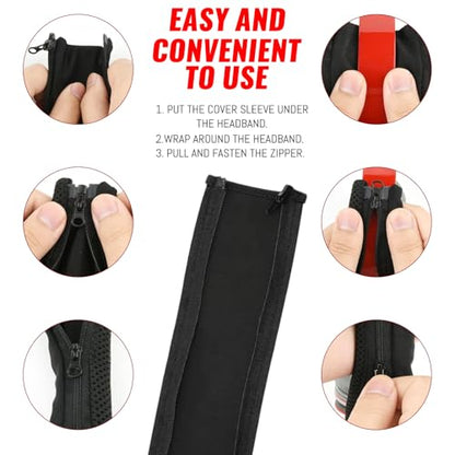2 Pcs Headphone Headband Cover with Zipper Installation, Black