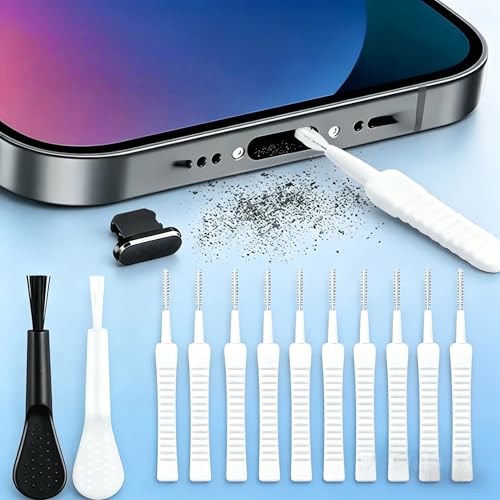 13 Pcs Phone Port Cleaning Tool Set, Portable Port Cleaner Tool | Soft Brush Foam Swabs Cleaner Kit,Universal Cleaning Supplies for Mobile Phone Tablet Headset Household Business Trip Use