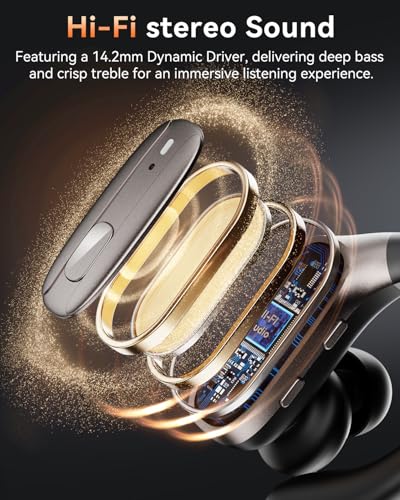 LEEMC Wireless Earbuds, Bluetooth Headphones 5.4, Ear Buds with Hooks for Sports, 80Hr Playtime Earphones, LED Display, IPX7 Waterproof Headset for Workout Running, Taupe