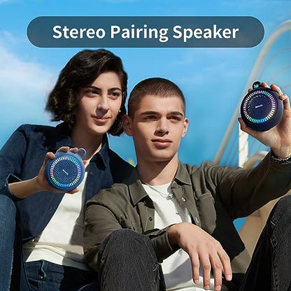 SOWO Shower Bluetooth Speaker Waterproof - Small Portable Wireless Clip Speaker with Louder Volume and Powerful Bass - Colorful Lights and 10H Playtime - Lightweight for Camping,Kayak,Boat - Blue | Louder Volume and Powerful Bass | Colorful Lights and 10H
