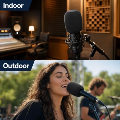 Foam Microphone Cover, 2Pcs Black Headset Mic Windscreen Covers, Soft Microphone Protectiors Caps for Standard Handheld Microphone, Studio, Podcast Recording, Host, Presenter, Anchor, KTV