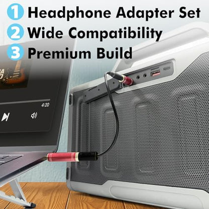 2-Pack Headphone Adapter Kit 3.5mm to 1/4 Adapter | 1/4 to 3.5mm Converter, Audio Jack, Microphone, Guitar Amp, Karaoke, Home Theater, A/V Receivers, Stereo Headphones - style: 3.5mm + 6.5mm