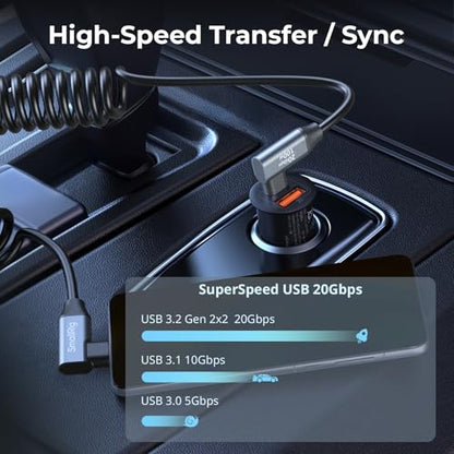 SMALLRIG USB-C to USB-C Coiled Cable (Angled to Angled) - 4793 | 90° Angled-to-Angled Design, 20Gbps High-Speed Data Transfer, Supports PD 100W Fast Charging for iPhone/Laptops/Cameras etc. - size: 1.15FT-3.28FT, style: Angled to Angled Coiled