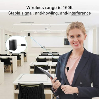 Generic Wireless Microphone Headset, 160ft Range,UHF Wireless Mic Headset and Handheld 2 in 1,Rechargeable, for Voice Amplifier,phone,PA System,Video Recording and Any AUX Audio Devices, Black