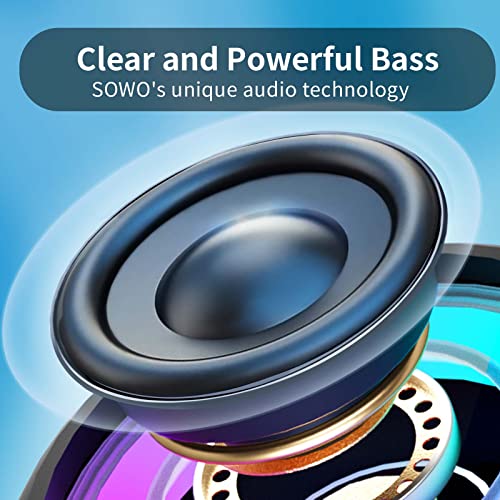 SOWO Shower Bluetooth Speaker Waterproof - Small Portable Wireless Clip Speaker with Louder Volume and Powerful Bass - Colorful Lights and 10H Playtime - Lightweight for Camping,Kayak,Boat - Blue | Louder Volume and Powerful Bass | Colorful Lights and 10H