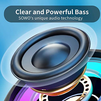 SOWO Shower Bluetooth Speaker Waterproof - Small Portable Wireless Clip Speaker with Louder Volume and Powerful Bass - Colorful Lights and 10H Playtime - Lightweight for Camping,Kayak,Boat - Blue | Louder Volume and Powerful Bass | Colorful Lights and 10H