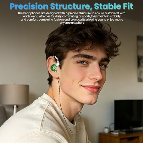 Wired Gaming Earbuds,QKZ AK6 PRO in Ear Monitors, Deep Bass Sound Wired Earbuds, HiFi in Ear Headphones with New 1DD 10mm Dynamic Driver, IEM for Music Gaming Video Calling (Green) - color: Green