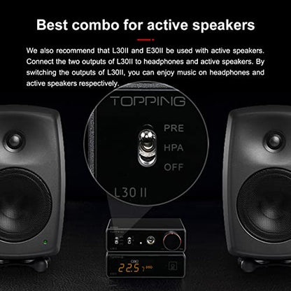 TOPPING L30 II NFCA Headphone Amplifier, 0.3uV Ultra-Low Noise, 144dB Dynamic Range, 0.00006% THD+N, Three Gain Settings, Compatible with High/Low Impedance Headphones (L30 II - Black) - color: L30 II - Black