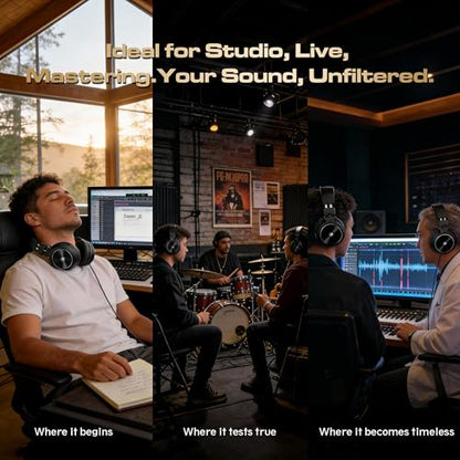 PUPGSIS Wired Studio Monitor Headphones+XLR/USB Podcast Dynamic Microphone