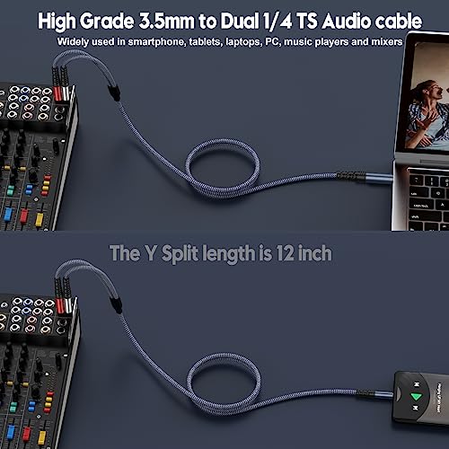1/8 Stereo to Dual 1/4 Mono Cable 25ft, 3.5mm to Dual 1/4 Cable, 1/8 inch TRS Stereo to Dual 1/4 inch TRS Splitter - size: 25ft, style: 1/8 stereo to dual 1/4 mono cable