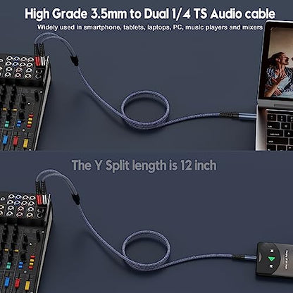 1/8 Stereo to Dual 1/4 Mono Cable 25ft, 3.5mm to Dual 1/4 Cable, 1/8 inch TRS Stereo to Dual 1/4 inch TRS Splitter - size: 25ft, style: 1/8 stereo to dual 1/4 mono cable