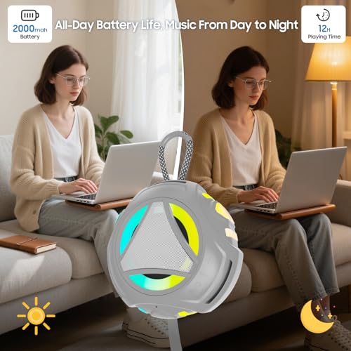 Bluetooth Shower Speake Waterproof，Portable Outdoor Bluetooth Speake with RGB Lights，IPX67 Floating，Built-in Mic，24Hrs Playtime，True Wireless Stereo，Gifts for Teens Boy Girls Women Men - Gray - color: Gray