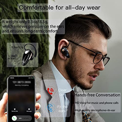 Kendir Bluetooth Headset, V5.0 Ultralight Wireless Headphone Cell Phone Earpiece with Mic Headsetcase,Volume Control, Handsfree Earbud,Compatible with Android/iPhone/Smartphones/Laptop - color: Black
