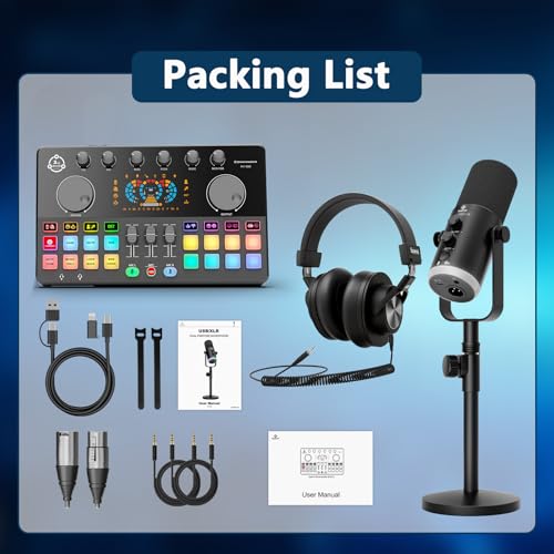 M100 Podcast Equipment Bundle,XLR/USB Dynamic Mic with Audio Interface - color: One dynamic mic bundle